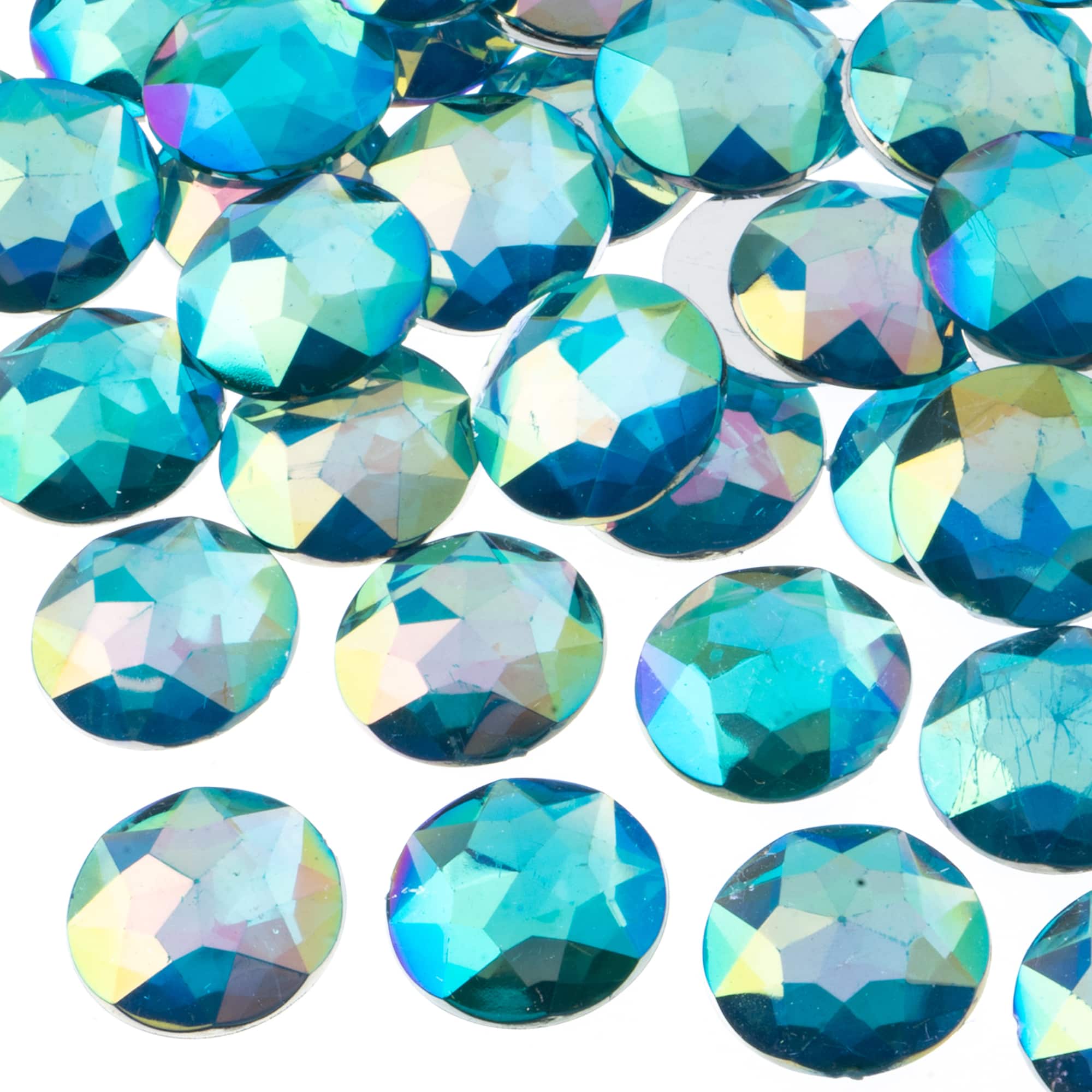 John Bead 20mm AB Acrylic Round Flat Back Rhinestones